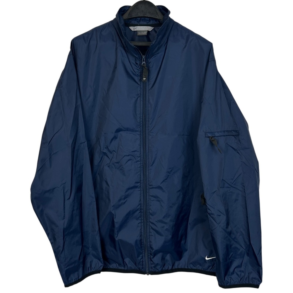 VTG Y2K Nike Windbreaker Jacket‎ Mens L Full Zip Lightweight Swoosh Check Navy
